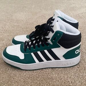 Adidas Teal and White High-Top Sneakers